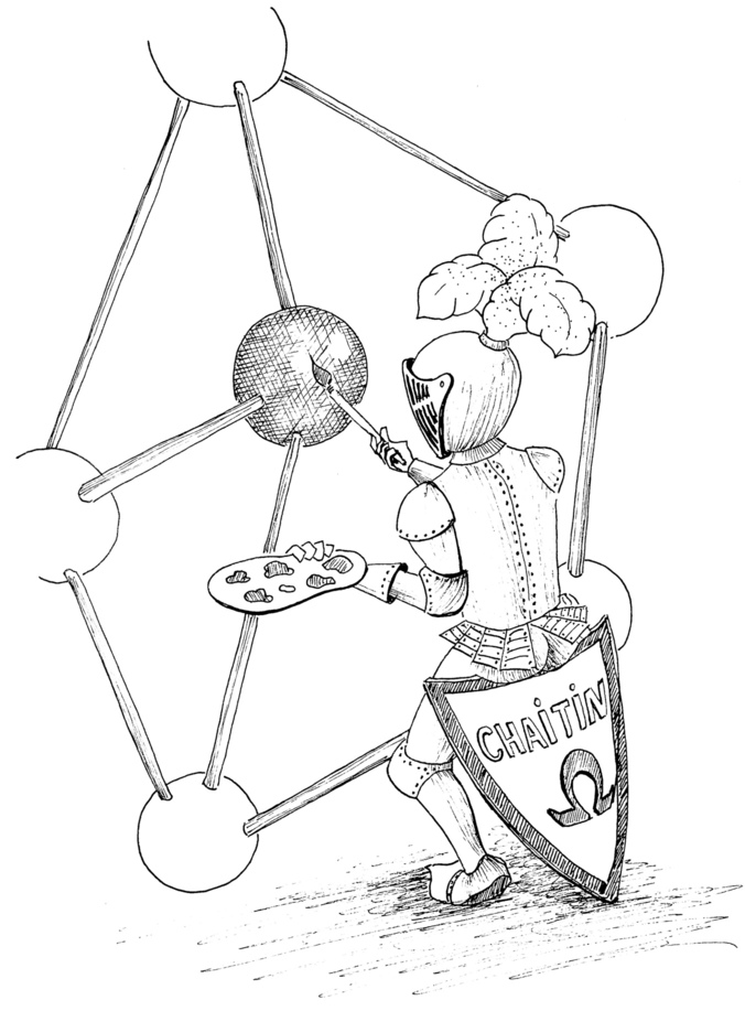 A knight is painting an inference graph of registers.